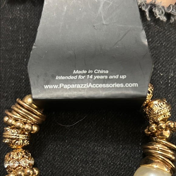 Paparazzi Gold and Cream Bracelet - Picture 4 of 4